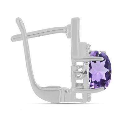 BUY NATURAL BRAZIL AMETHYST GEMSTONE EARRING IN STERLING SILVER